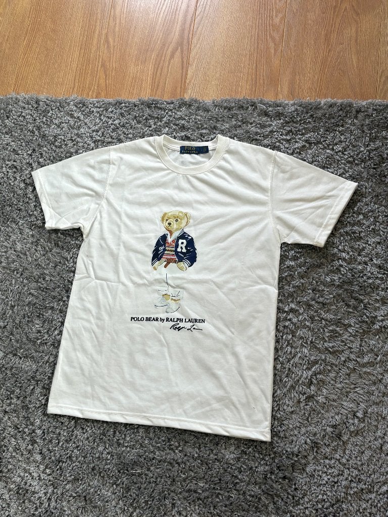 Ralph Lauren T-Shirt Wit met Beer Frontprint in Maat L, Maat 52/54 (L), Wit, Ophalen of Verzenden, Zo goed als nieuw