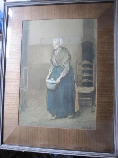Prent in lijstje Kniertje met Pannetje uit op Hoop van Zegen, Ophalen of Verzenden, Voor 1940, Gebruikt, Overige onderwerpen