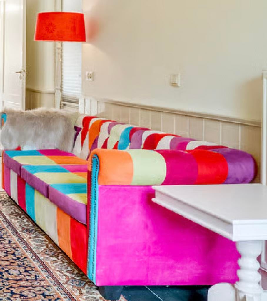 Superleuk gekleurde 3 zits bank met gratis lamp!, Ophalen, Gebruikt, Tweepersoons, Overige typen