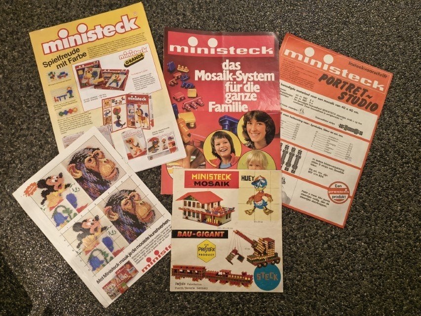 * 5 Ministeck reclame folders en catalogus 1965 en 1981 *, Hobby en Vrije tijd, Ministeck, Verzenden, Gebruikt, Overige typen