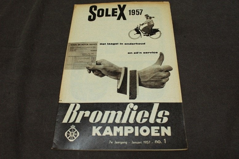 blad bromfiets Kampioen januari 1957 test Solex, Ophalen of Verzenden, Gebruikt