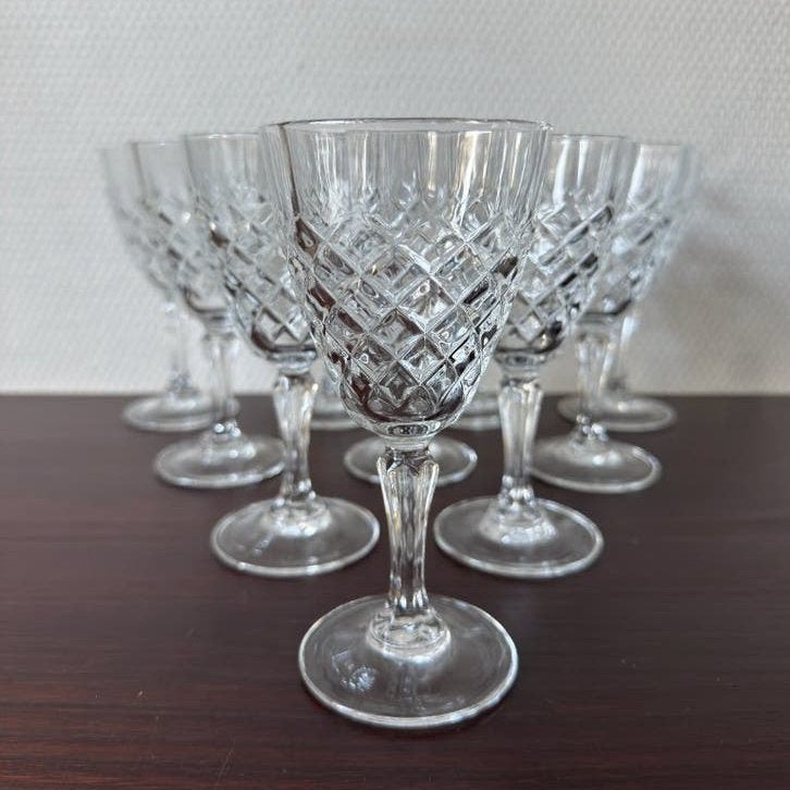 Luminarc Arcoroc Ruit Geslepen Witte Wijnglazen, 15,5 cm, Glas of Glazen, Ophalen of Verzenden, Overige stijlen, Glas