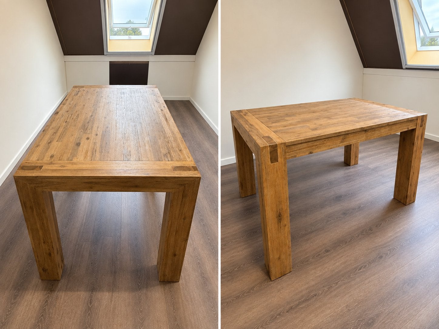 Robuuste eettafel van massief hout, Ophalen, 100 tot 150 cm, Nieuw, 50 tot 100 cm