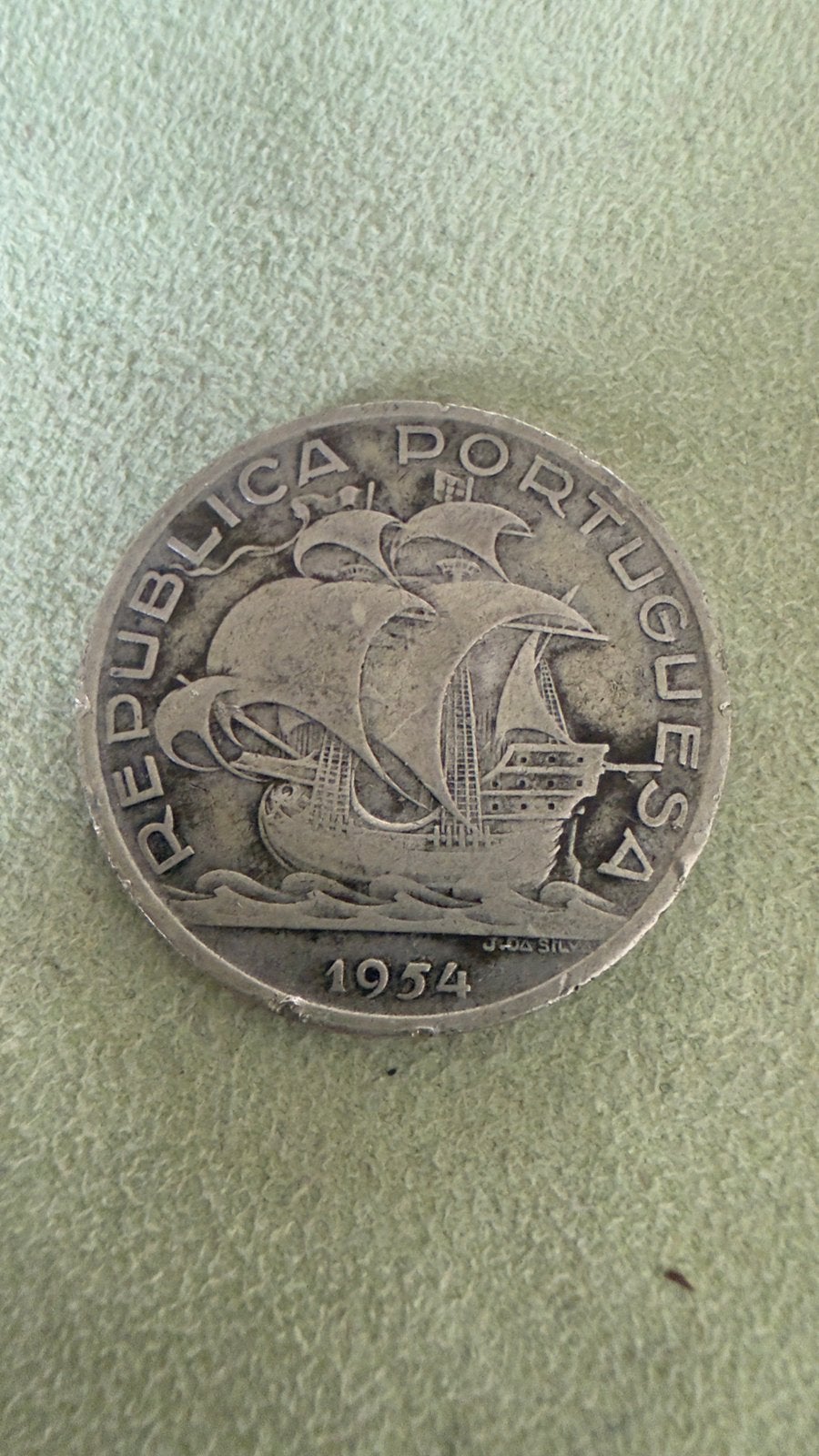 PORTUGUESE SAILING SHIP Vintage Silver 10 Escudos Coin, Verzenden, Overige landen