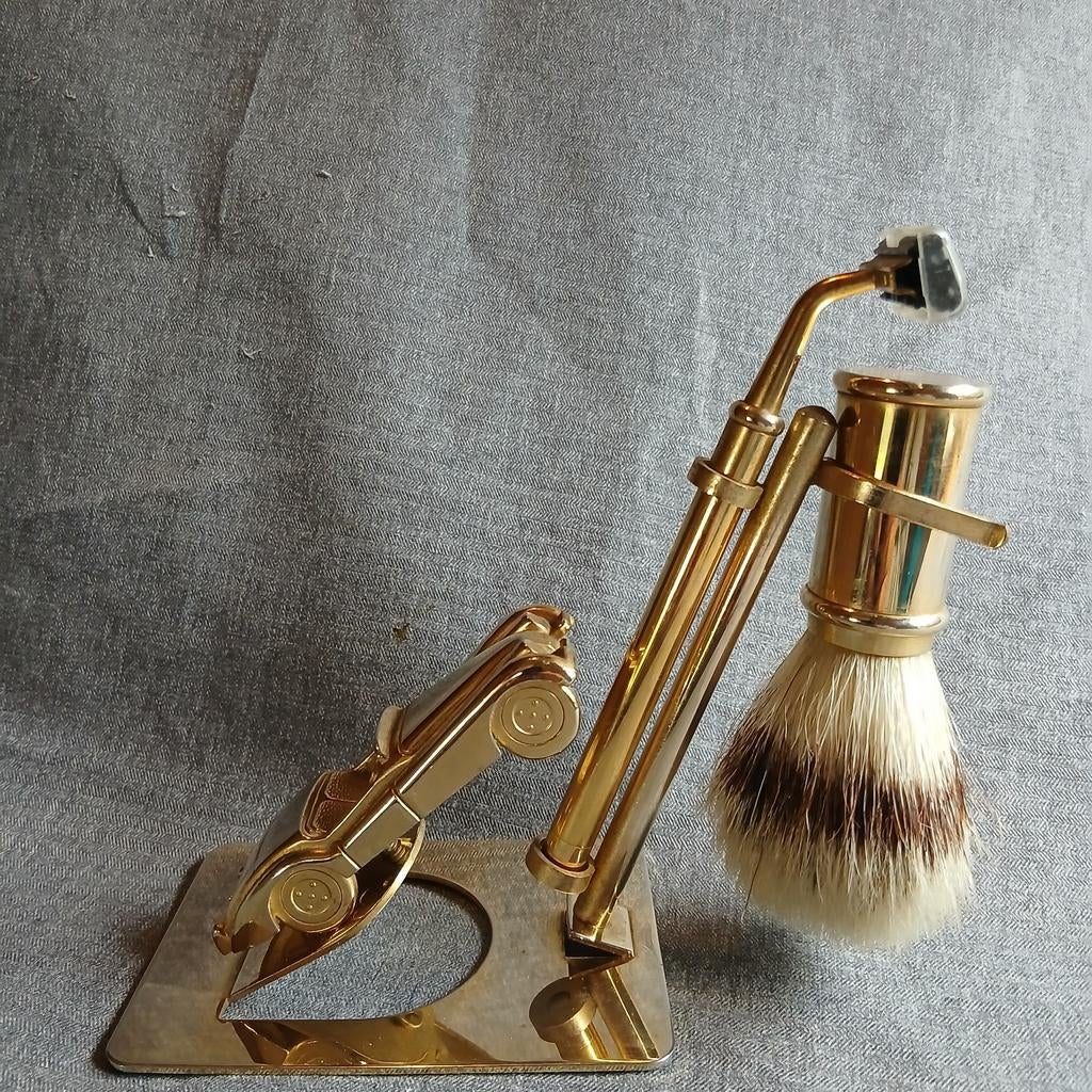 Retro, vintage messing scheerset "Jaguar XK 120", Ophalen of Verzenden