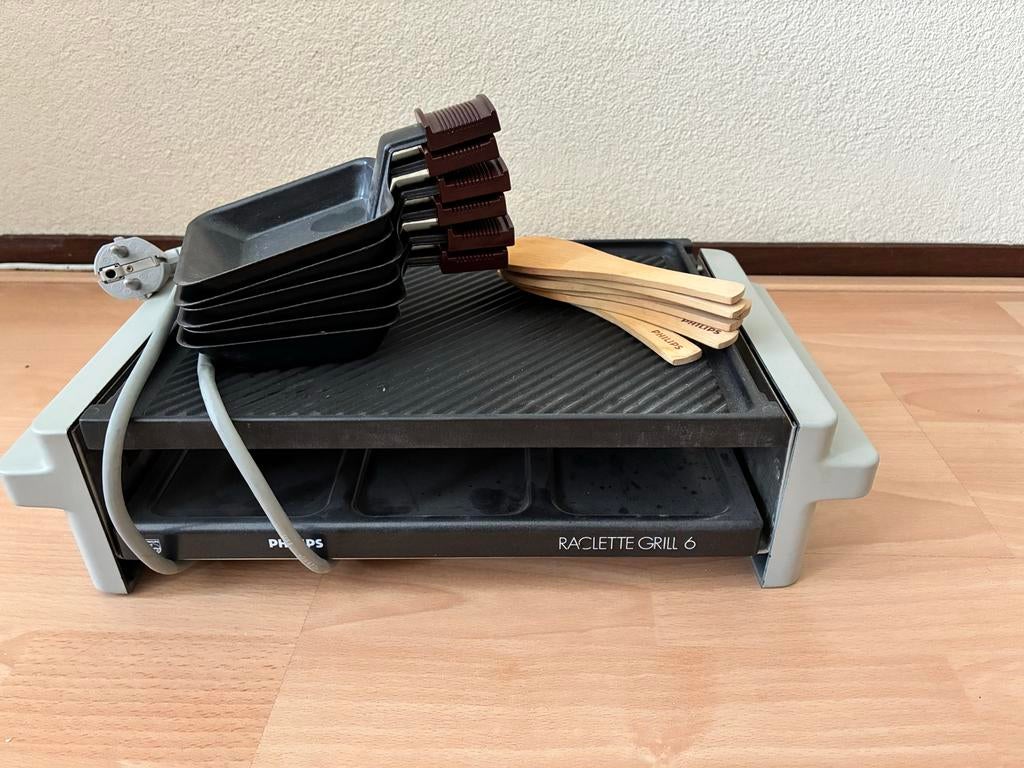 Philips Raclette Grill 6 met pannetjes en spatels, Witgoed en Apparatuur, Gourmetstellen, Ophalen