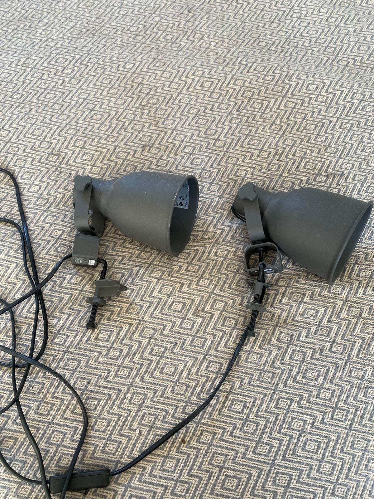 Set van 2 grijze klemlampen in goede staat, Verstelbaar, Ophalen of Verzenden, Gebruikt, Grijs