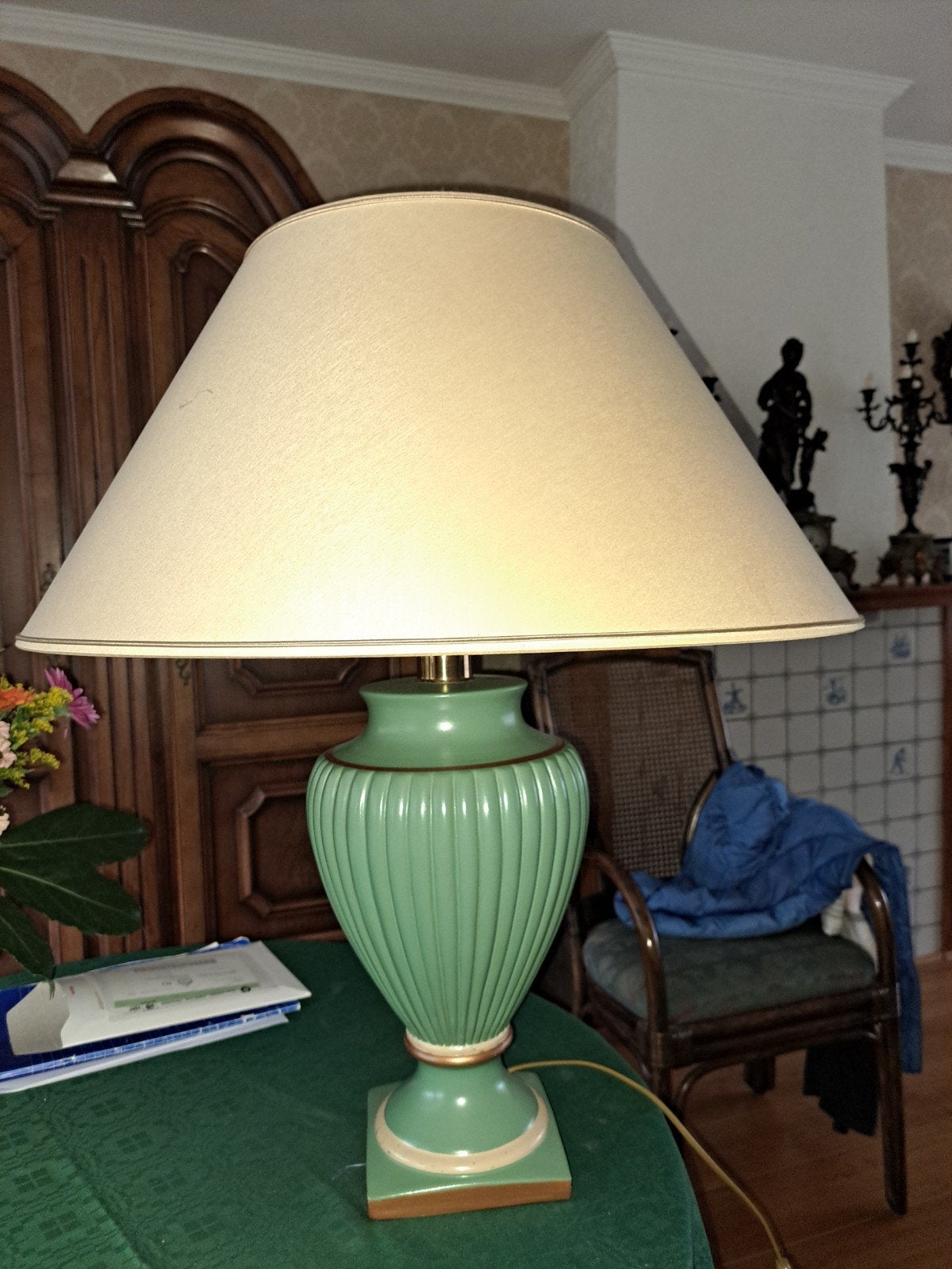 tafellamp met groene voet, Beige, Ophalen