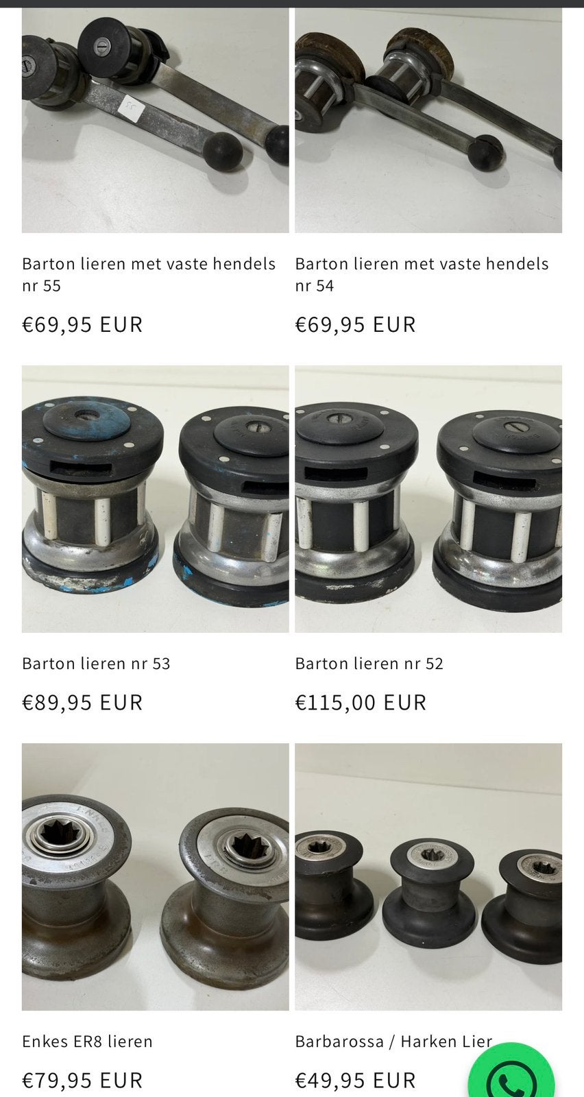 Diverse selftailing lieren / blokken bootaccessoires, Ophalen of Verzenden, Gebruikt, Overige typen