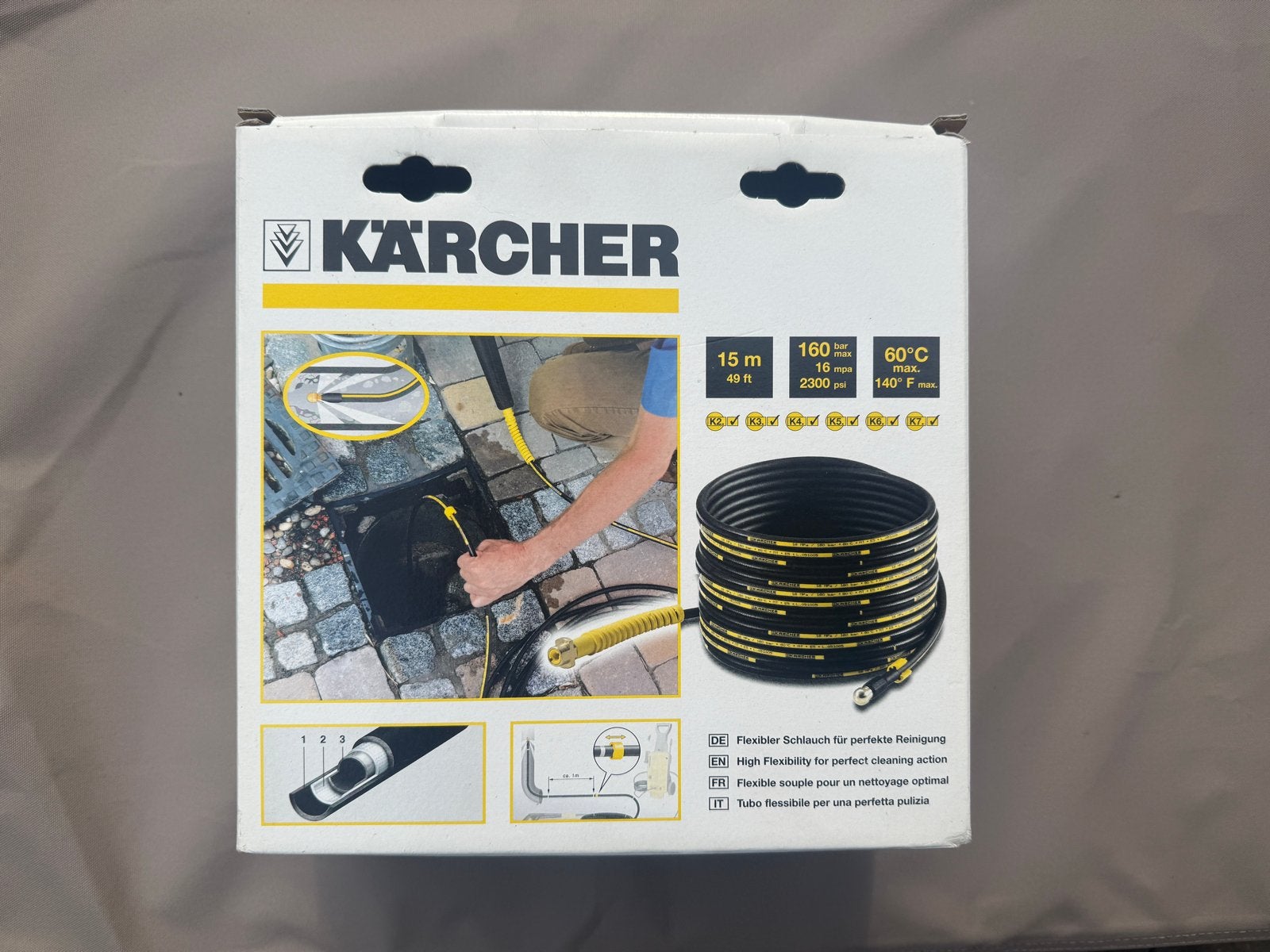 Kärcher Rioolreinigingsslang 15m voor verstopte afvoeren, Ophalen, Zo goed als nieuw, Overige typen