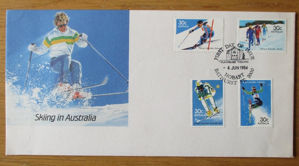 Australië, FDC serie Skiën in Australië, 1984, Verzenden, Gestempeld, Sport