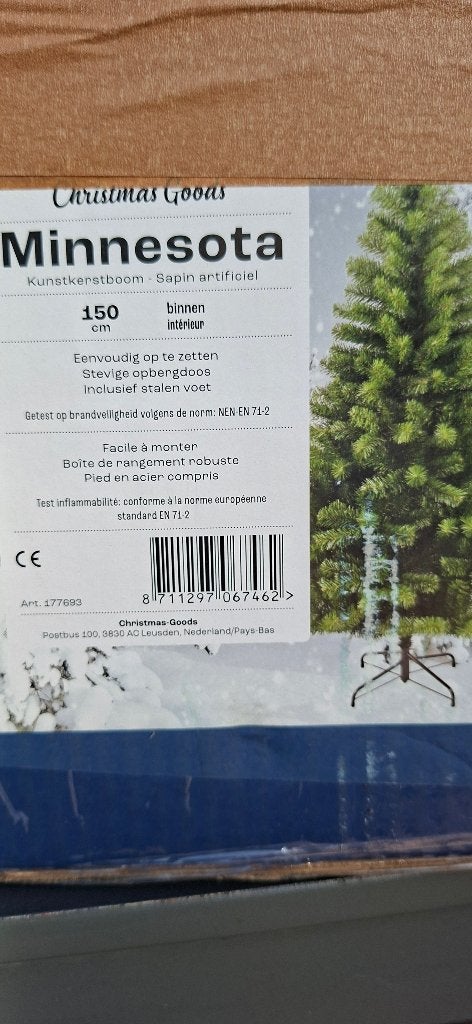 Kunstkerstboom  Hoogte 150 cm, Huis en Inrichting, Ophalen, Groen, Overige stijlen, Nieuw