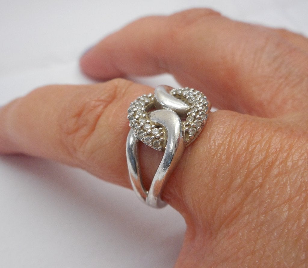 Mooie zilveren ring met steentjes maat 16.5 nr.192, Verzenden, Dame, Zilver, Zilver