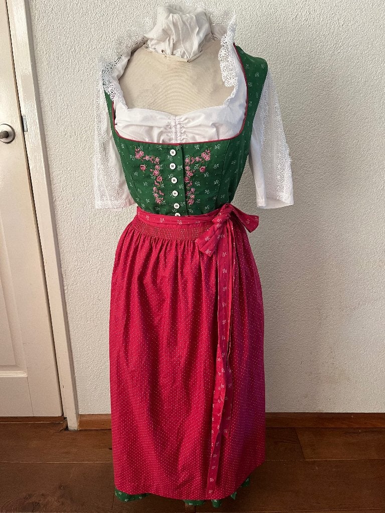 Mooie Dirndl Wenger met blouse Stoiber en schort maat 44, Wenger, Maat 42/44 (L), Ophalen of Verzenden, Kleding