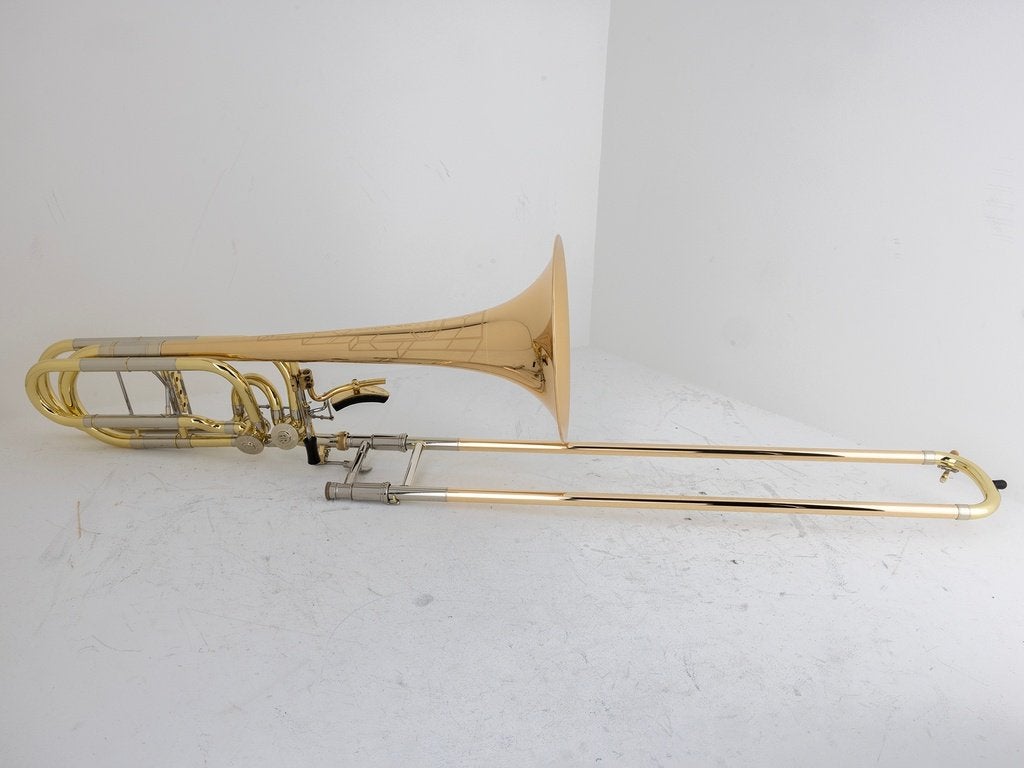 Gebruikte Bastrombone Edwards B-502-I-R, goudmessing beker,, -, Bas, -, Ophalen of Verzenden