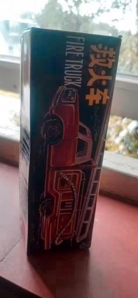 Antieke blikken brandweerauto in originele doos, Ophalen of Verzenden