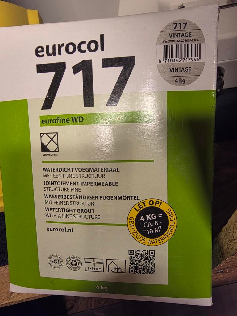 Eurocol 717 Eurofine WD Waterdicht Voegmateriaal Vintage 4kg, Doe-het-zelf en Verbouw, Tegels, Ophalen