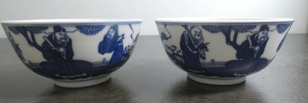 Chinese blue white porcelain bowl Fu Lu Shou pattern [2007], Ophalen of Verzenden