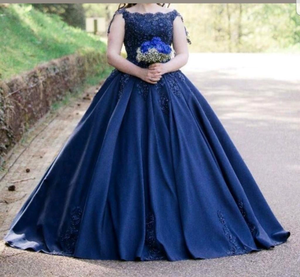 bruidsjurk, hennajurk, verlovingsjurk, Kleding | Dames, Ophalen of Verzenden, Zo goed als nieuw, Blauw, Trouwjurk