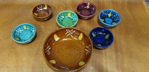 notenschaal met bakjes aardewerk, Ophalen of Verzenden, 'T Olde Gre-j, Info@toldegrej.nl, Endepoelstraat 20f Didam
