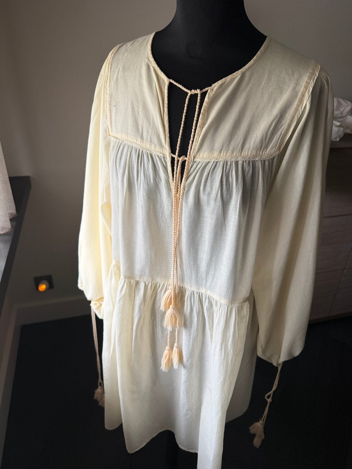 Schitterende antik Batik Tuniek Jurk M/40, Kleding | Dames, Maat 38/40 (M), Geel, Ophalen of Verzenden, Zo goed als nieuw