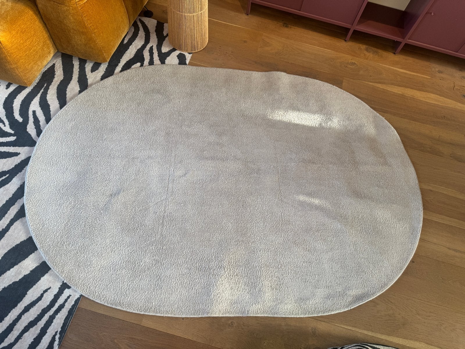 Mooi crème ecru beige ovaal vloerkleed, Ophalen, Gebruikt, 150 tot 200 cm, 200 cm of meer
