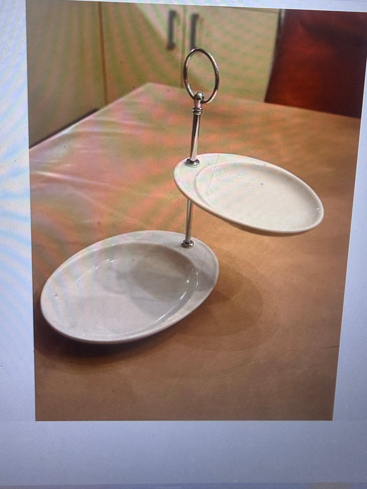 Elegante etagère met 2 ovale schalen, Ophalen, Zo goed als nieuw, Ovaal, Metaal