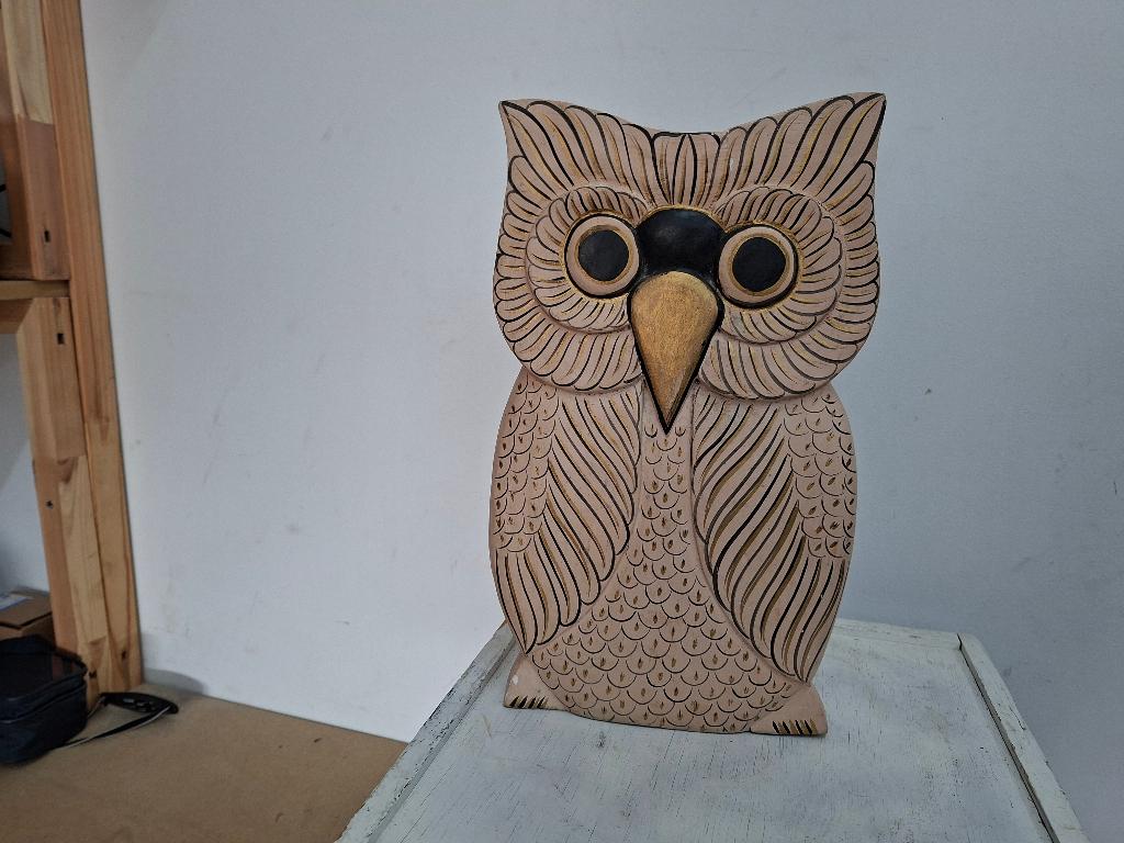 mooie grote gave handgemaakte houten uil, Ophalen of Verzenden, Houtsnijwerk