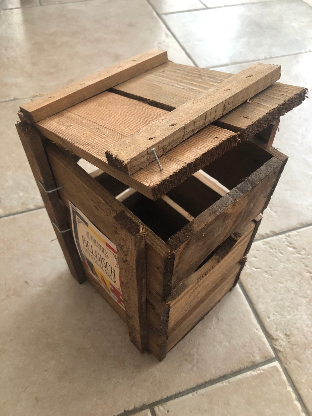 Houten bierkistje (leeg) - incl breekijzer, Verzamelen, Ophalen of Verzenden, Zo goed als nieuw, Flesje(s), Overige merken