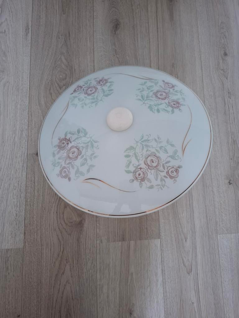 Oude glazen plafonlamp met bloemen, Ophalen, Gebruikt, Glas