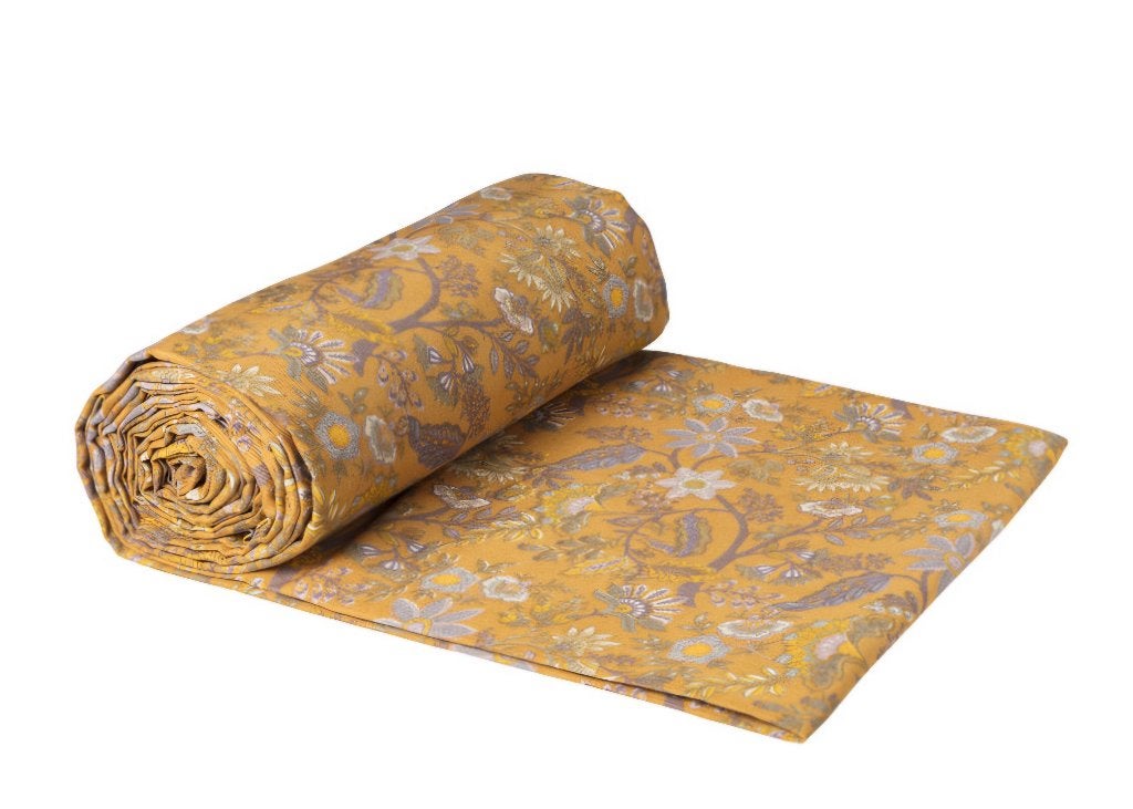 Grote Grand Foulard / Bedsprei – Oosters Paisley Dessin, Katoen, Gebruikt, Oranje, Ophalen of Verzenden