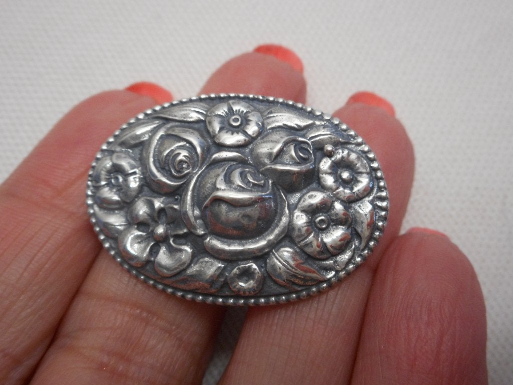 zilveren prachtige bloemen broche nr.1147, Verzenden, Minder dan 4 cm, Zo goed als nieuw, Zilver