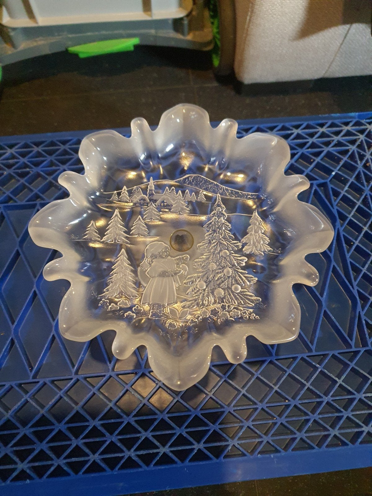 Mooie Kristallen Glazen Kerstschaal, Ophalen of Verzenden