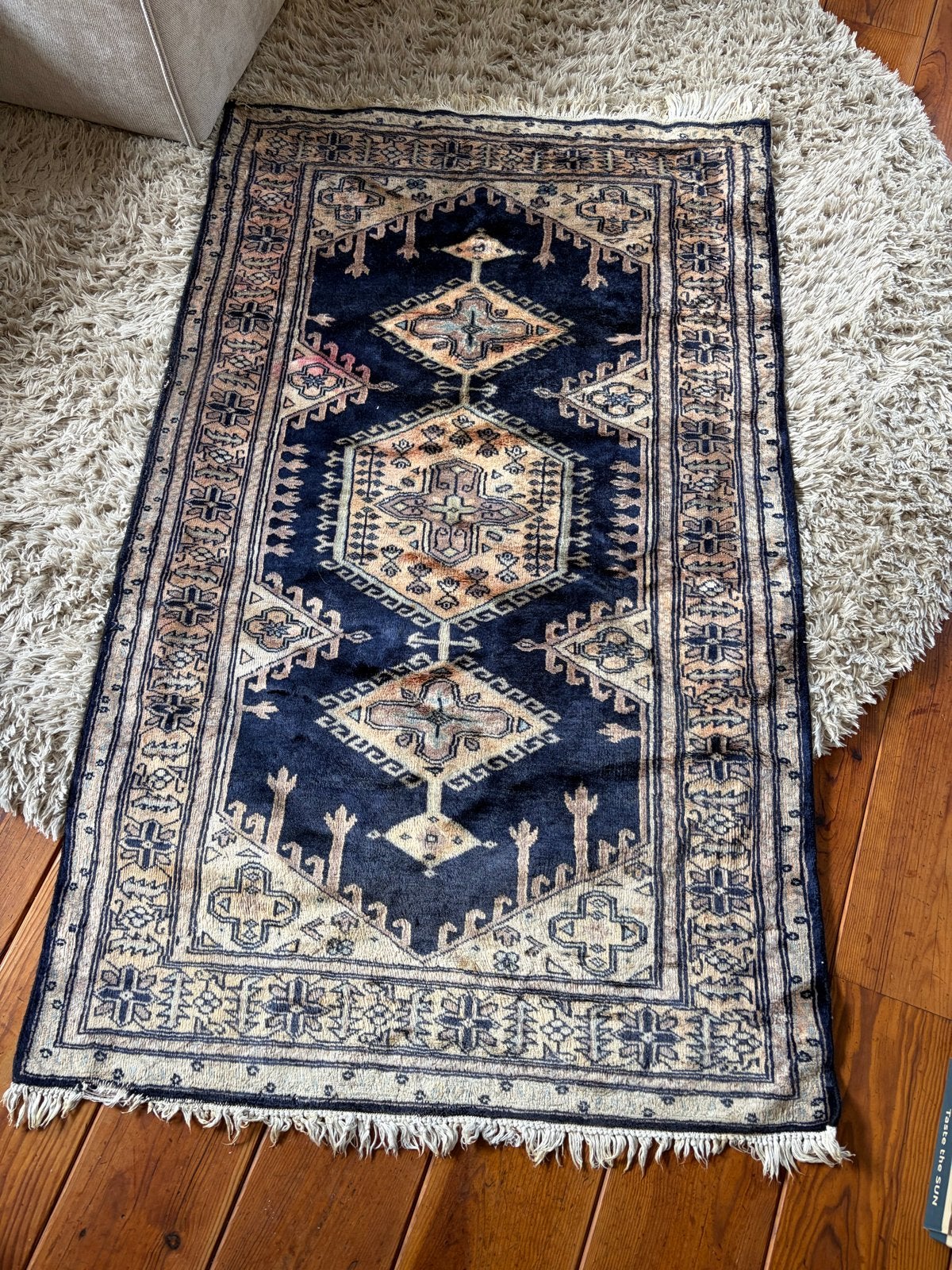 Perzisch tapijt - 98x155 cm - Gereinigd, Ophalen, Gebruikt, Blauw, 50 tot 100 cm