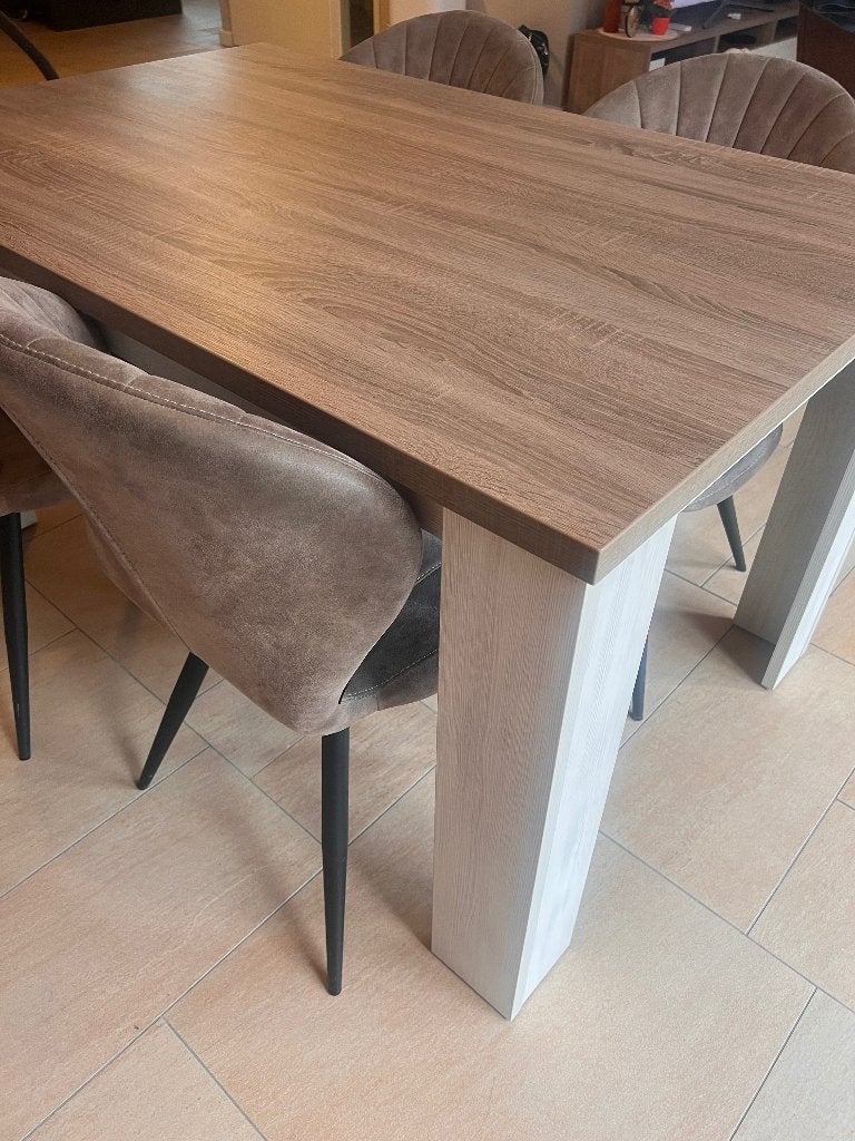 Haco eettafel met 4 stoelen, Ophalen, Gebruikt, 100 tot 150 cm, 50 tot 100 cm