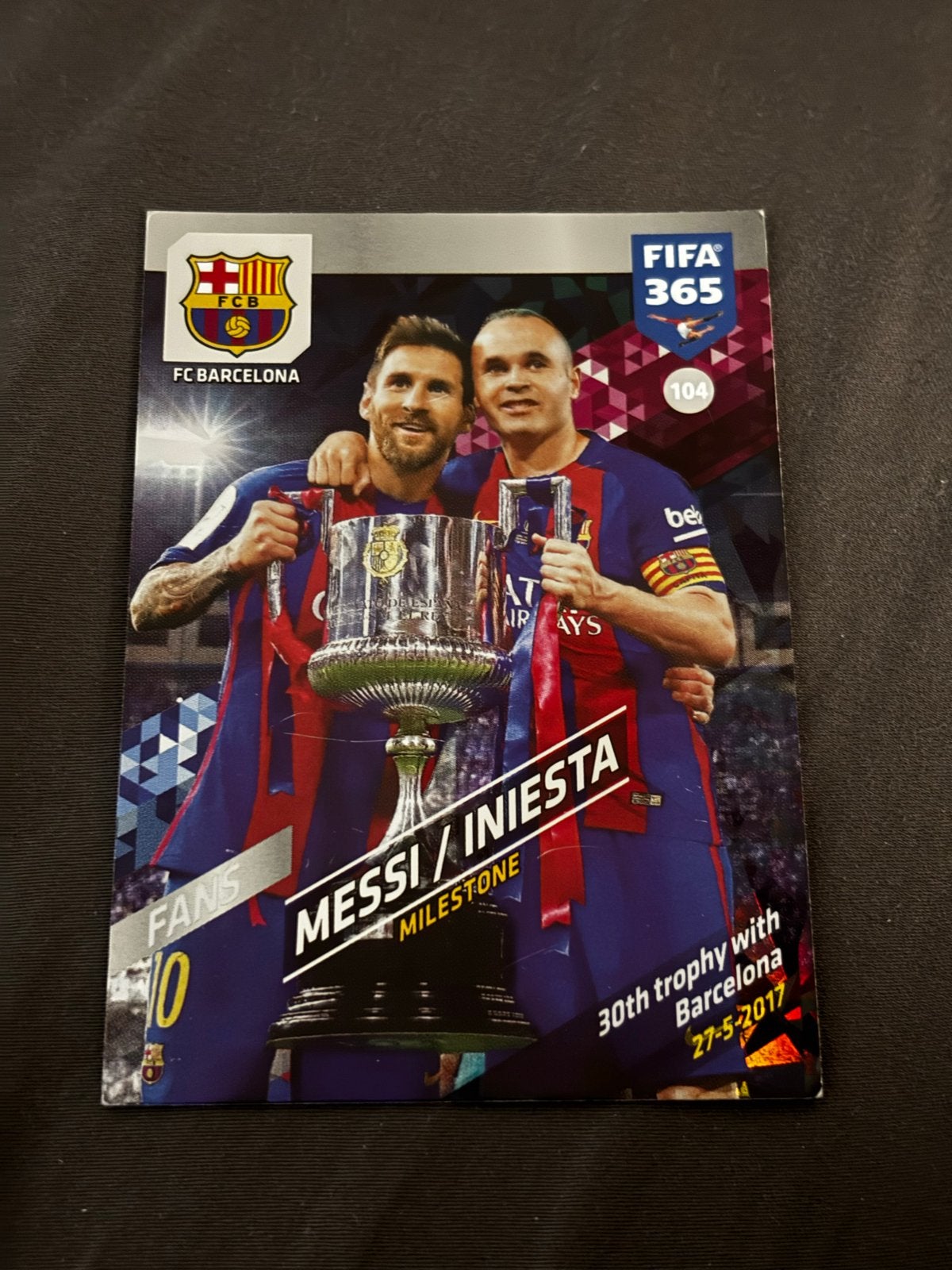 FIFA 365 Spelerskaart Messi Iniesta FC Barcelona, Ophalen of Verzenden, Gebruikt, Buitenlandse clubs, Spelerskaart