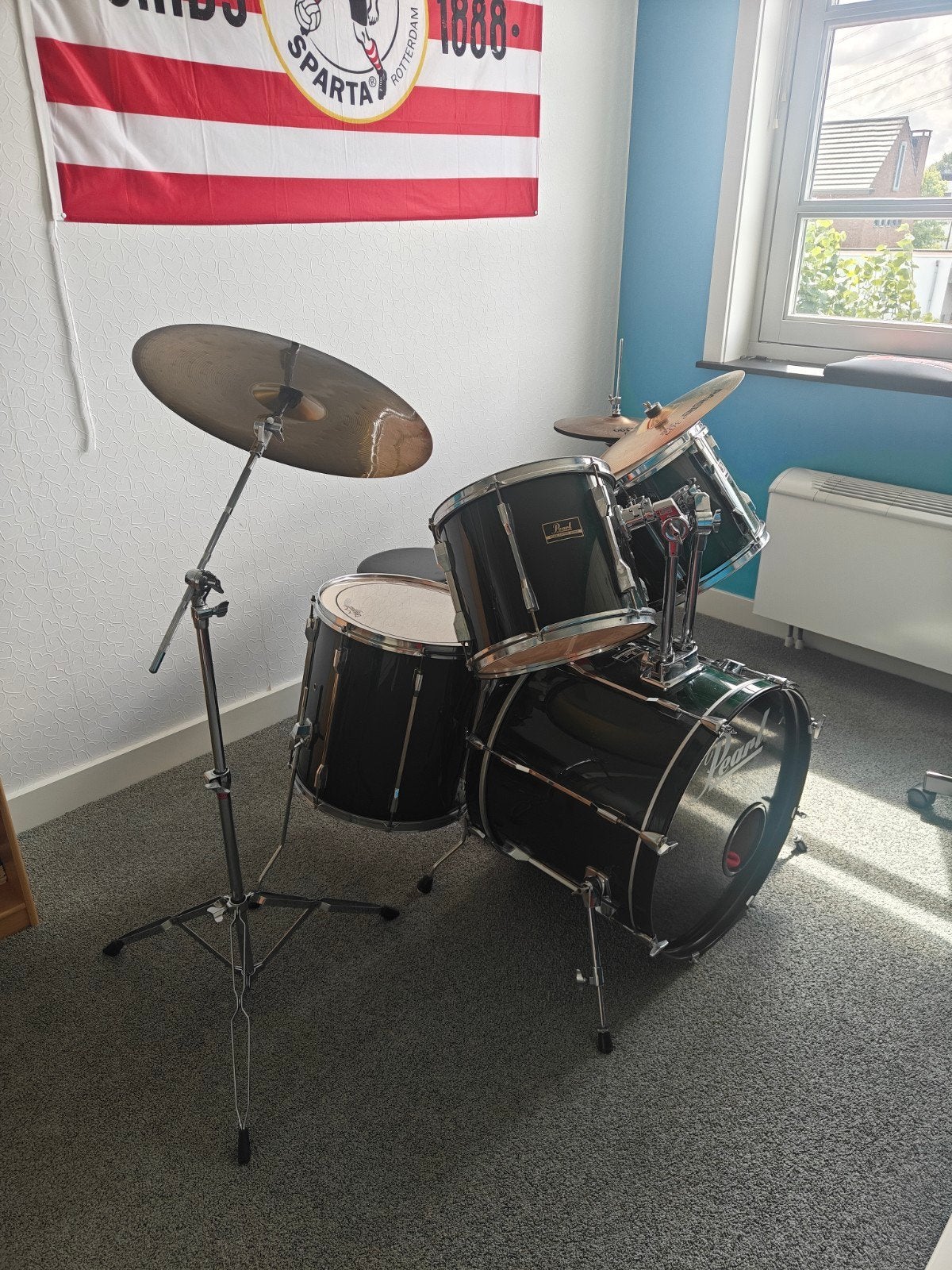 Volledig Pearl drumstel - inclusief right cymbal, Ophalen, Gebruikt, Pearl