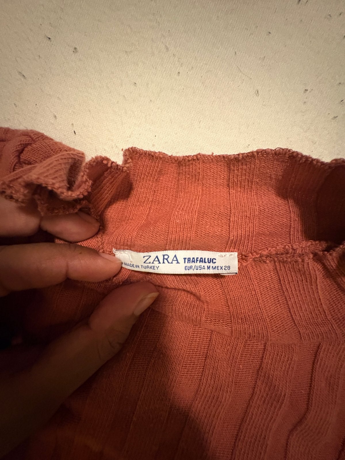 Zara Trafaluc Geribbelde Top met Lange Mouwen, Oranje, Lange mouw, Gedragen, Ophalen