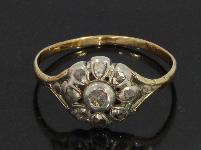Diamanten 14k gouden antieke dames ring rozet victoriaans, Verzenden, Goud, Ring, Met edelsteen