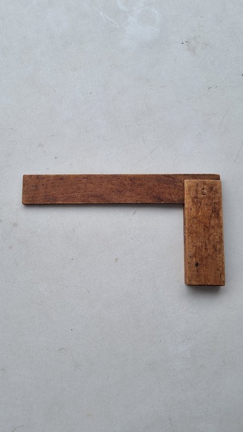 Vintage houten winkelhaak, Antiek en Kunst, Antiek | Gereedschap en Instrumenten, Ophalen of Verzenden