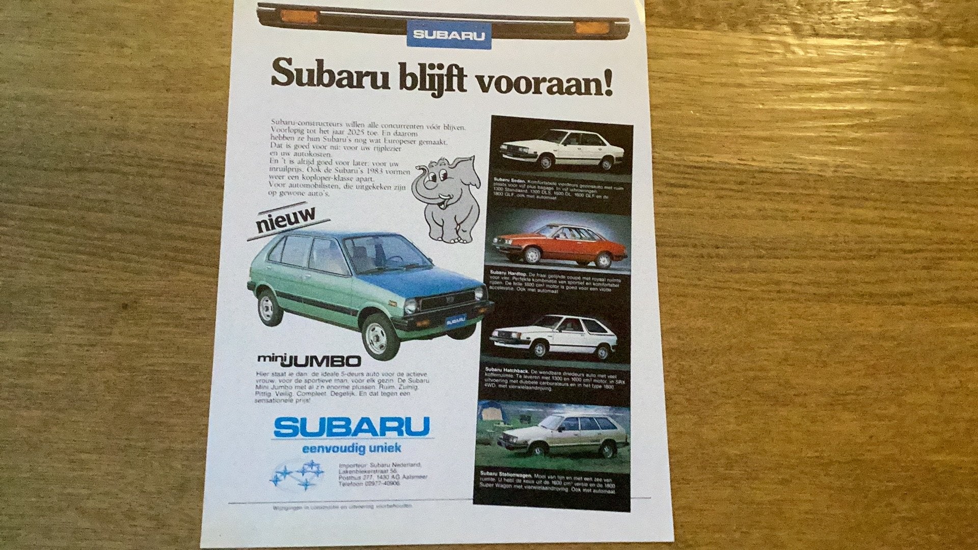Subaru reclamefolder 1983 - Subaru blijft vooraan!, Ophalen of Verzenden, Gelezen, Overige merken