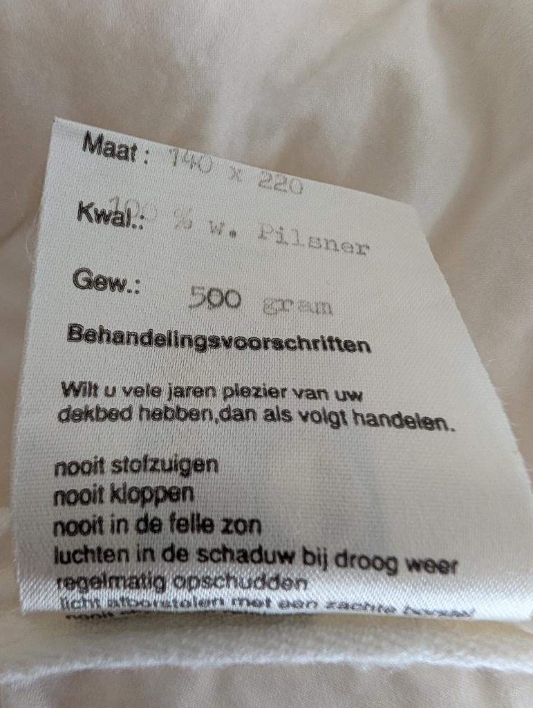 donzen dekbed, Huis en Inrichting, Slaapkamer | Beddengoed, Gebruikt, Eenpersoons, Wit, Ophalen of Verzenden