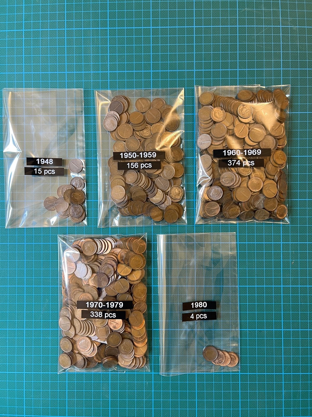 Grote partij Nederlandse 1 cent munten (1948-1980), Ophalen of Verzenden, Koningin Wilhelmina, 1 cent, Setje