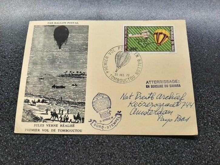 Ballonvaart  29 Dec.1972 / gesigneerd door echtpaar  Boesman, Verzamelen, Ophalen of Verzenden, Kaart, Foto of Prent