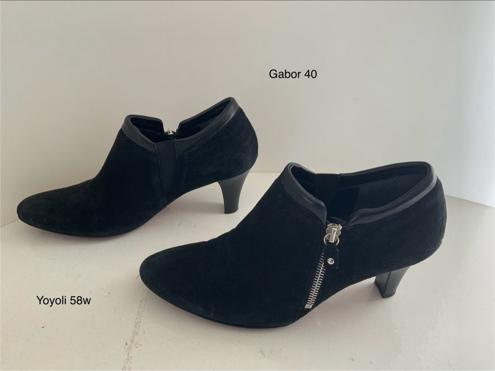 58W) Gabor Zwarte Suede Leren Pumps met Rits - Maat 40, Pumps, Zwart, Ophalen of Verzenden, Zo goed als nieuw