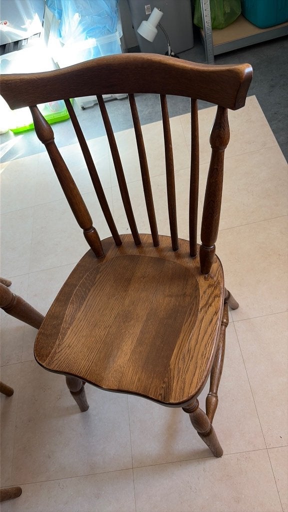 Eiken tafel en 6 stoelen, Ophalen, Gebruikt, Klassiek, 50 tot 100 cm