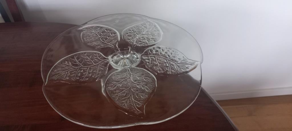 Taartschaal Glas op voet, Ophalen of Verzenden, Zo goed als nieuw, Rond, Glas