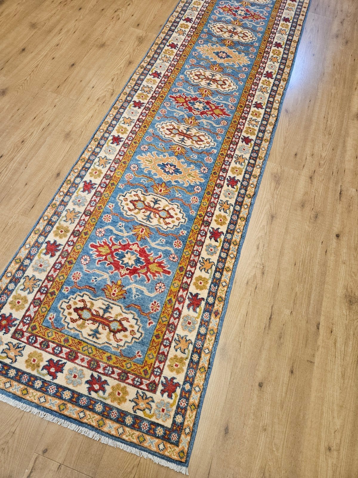 Handgeknoopt oosters tapijt loper kazak 292x82, Info@SlatsAntiek.nl, Perzisch, Vof Slats Antiek, Crème
