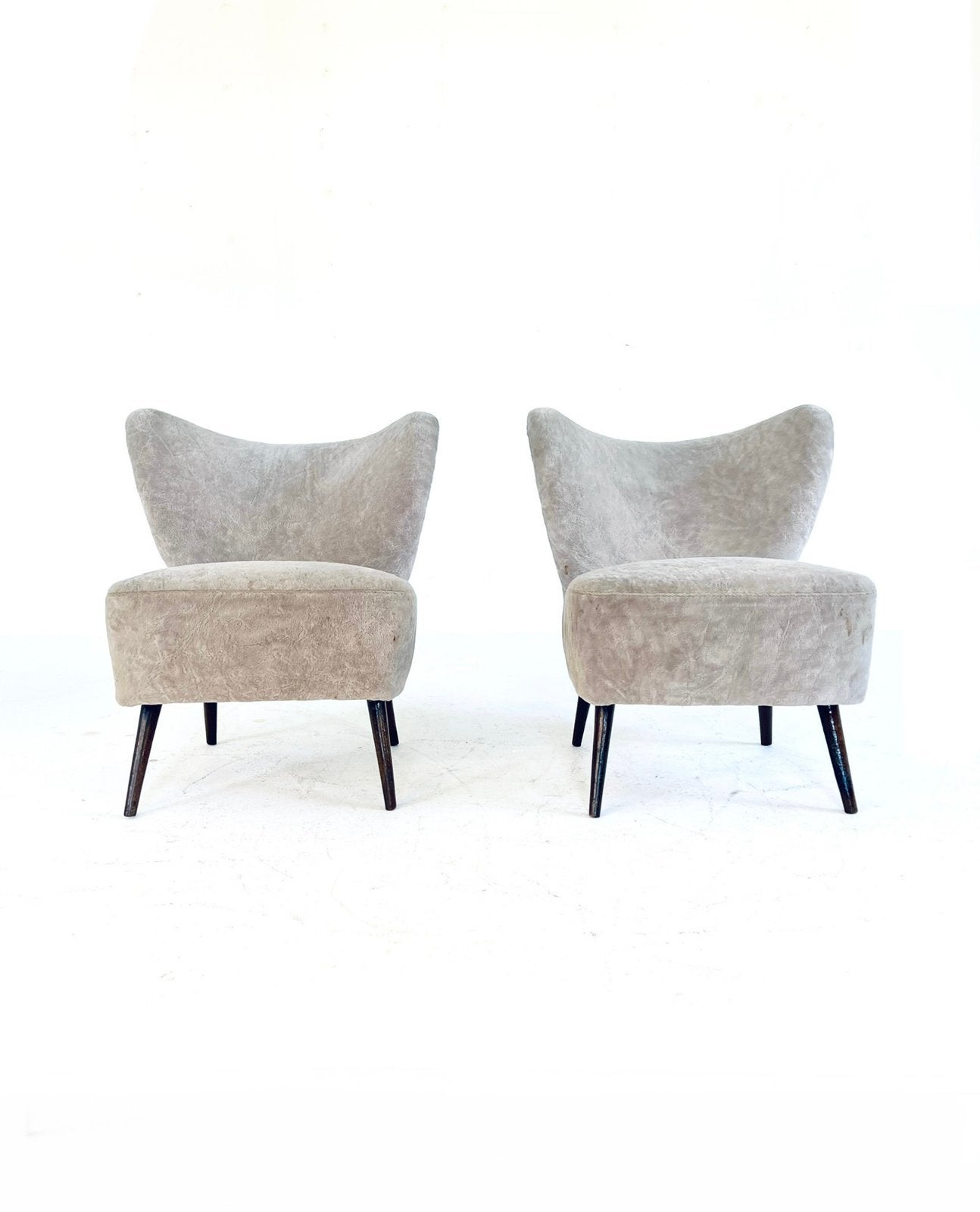 Set van 2 vintage cocktail fauteuils ‘60, Hout, Twee, Vintage retro buisframe design rotan webbing papercord deens, Ophalen of Verzenden