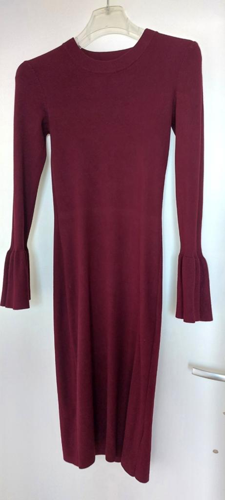 Fijn gebreide jurk, dames, maat medium, 38, burgundy rood, Maat 38/40 (M), Ophalen of Verzenden, Zo goed als nieuw, HallHuber